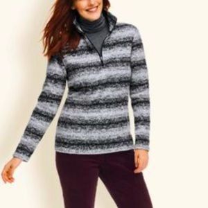 Lands’ End Print Quarter Zip Fleece Pullover Large